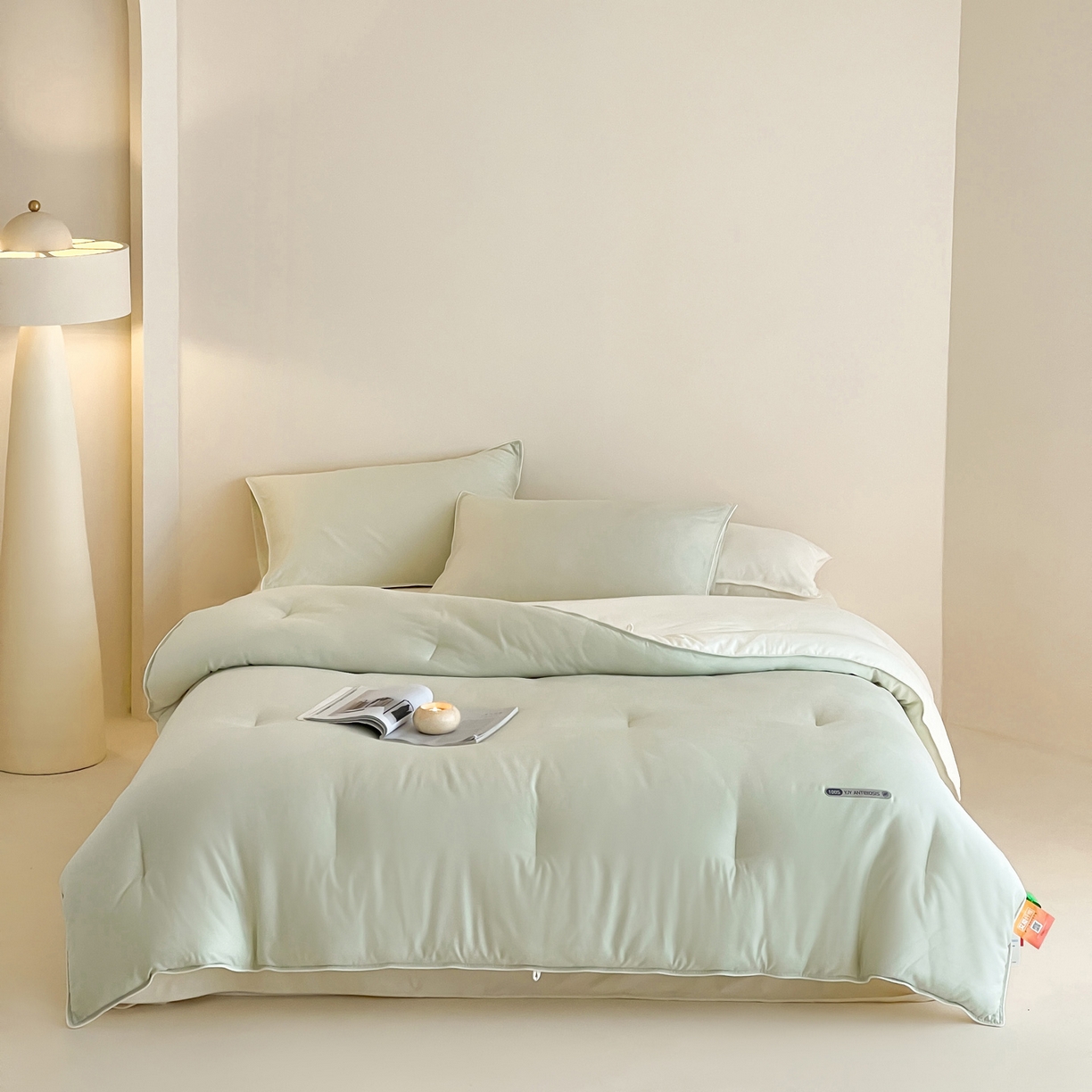 91家纺网 家纺一手货源 找家纺 一加一 2025新款有氧棉艾阳绒中科抗菌被子被芯 梧枝-绿