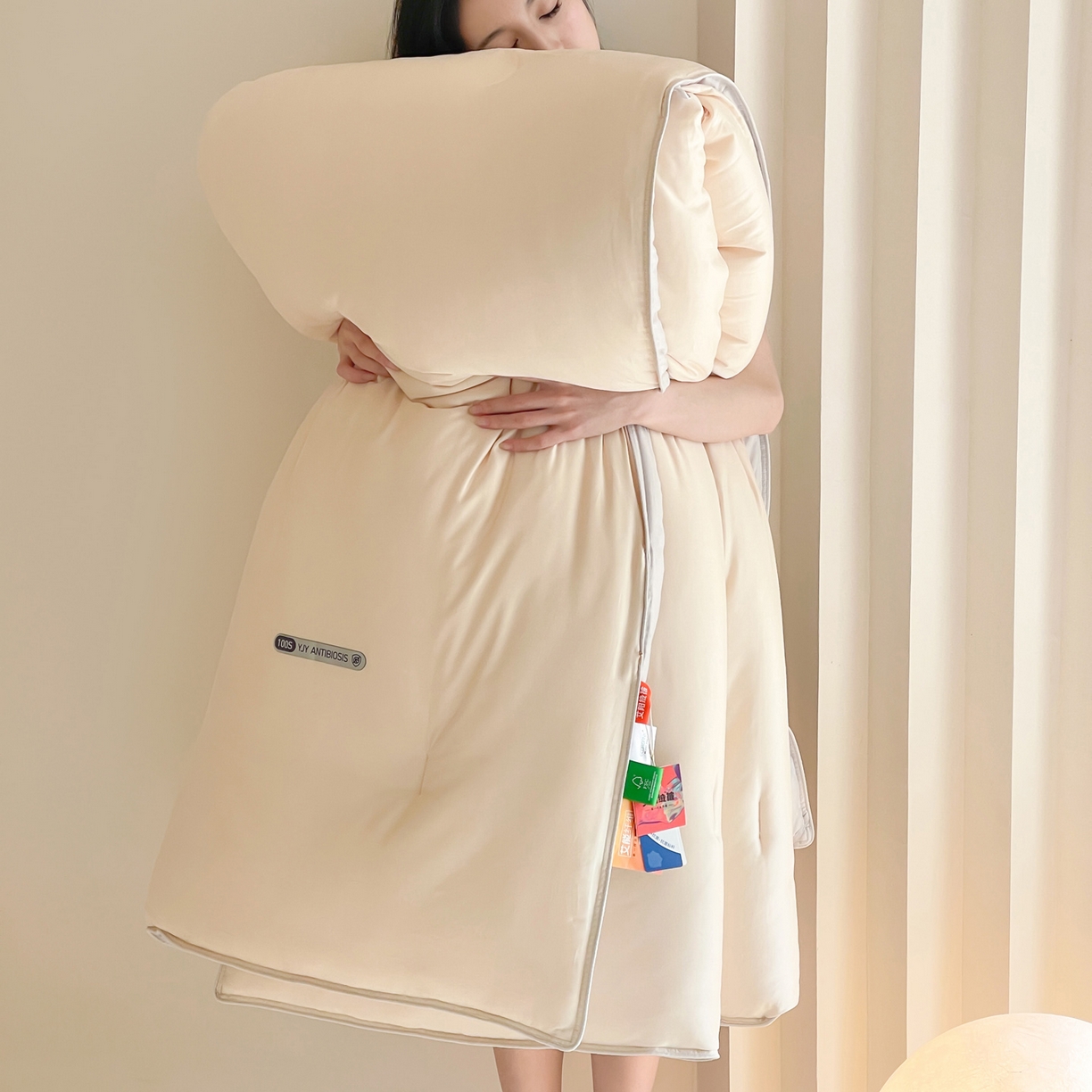 91家纺网 家纺一手货源 找家纺 一加一 2025新款有氧棉艾阳绒中科抗菌被子被芯 摩卡-米