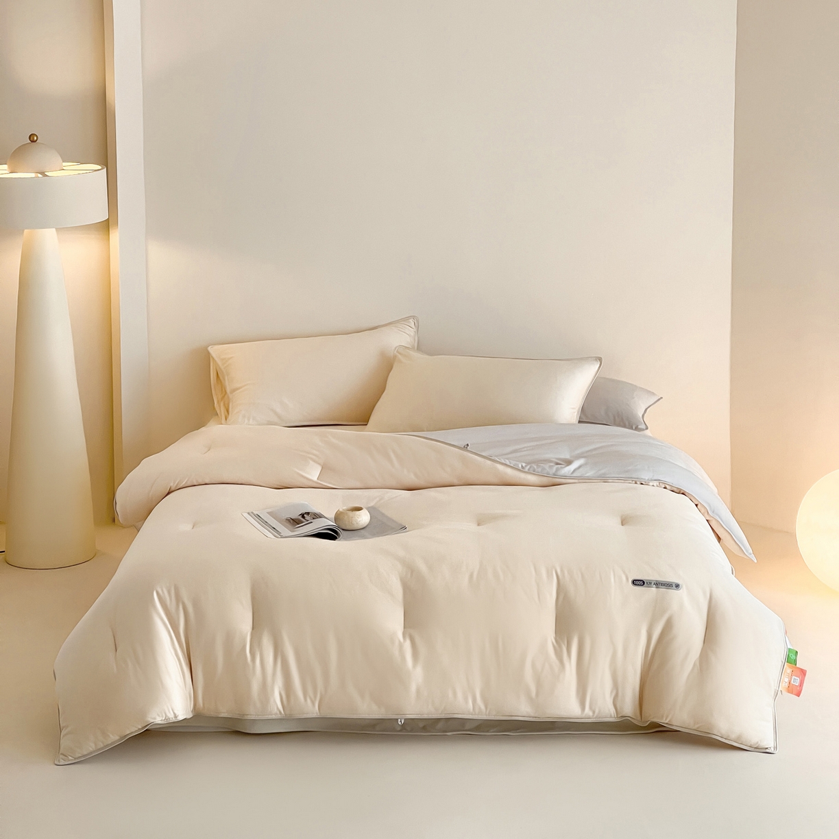 91家纺网 家纺一手货源 找家纺 一加一 2025新款有氧棉艾阳绒中科抗菌被子被芯 摩卡-米