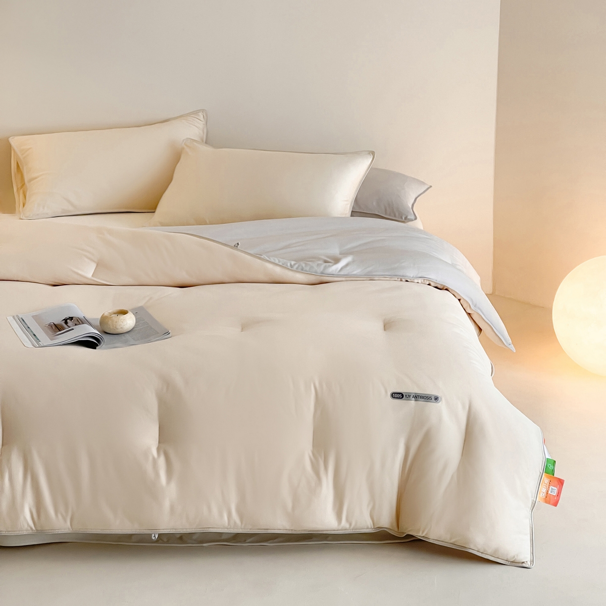 91家纺网 家纺一手货源 找家纺 一加一 2025新款有氧棉艾阳绒中科抗菌被子被芯 摩卡-米