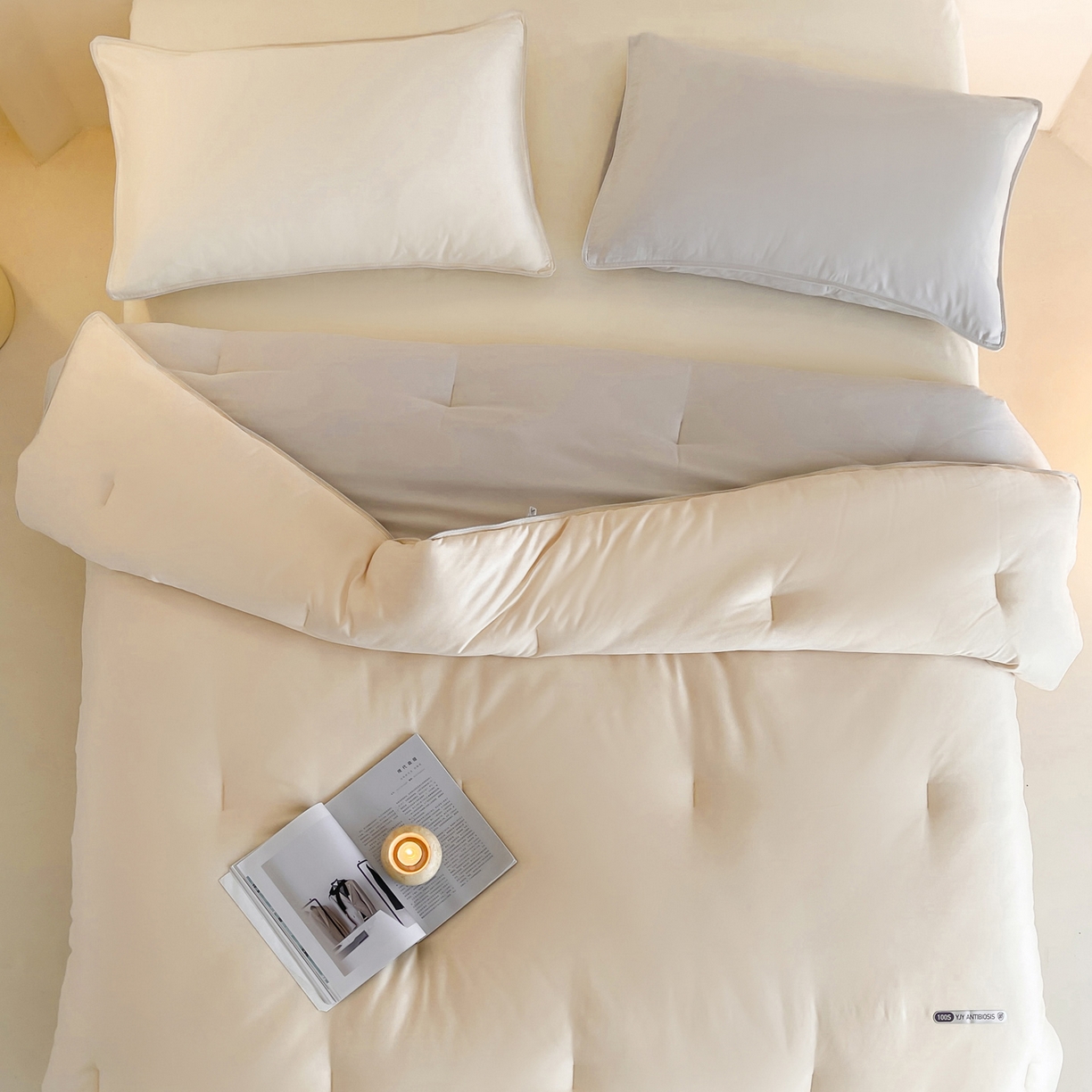 91家纺网 家纺一手货源 找家纺 一加一 2025新款有氧棉艾阳绒中科抗菌被子被芯 摩卡-米