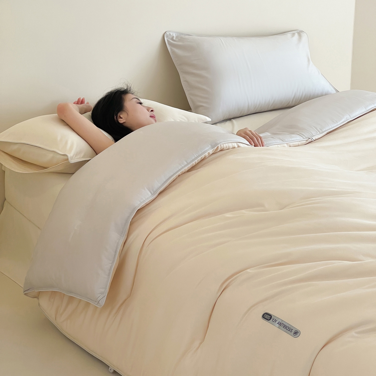 91家纺网 家纺一手货源 找家纺 一加一 2025新款有氧棉艾阳绒中科抗菌被子被芯 摩卡-米