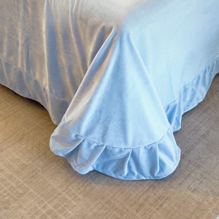 91家纺网 家纺一手货源 找家纺 U品汇 2025新款7斤高克重牛奶绒刺绣花四件套床裙款法莱绒金貂珊瑚绒水晶绒不掉毛 银杏叶-浅蓝