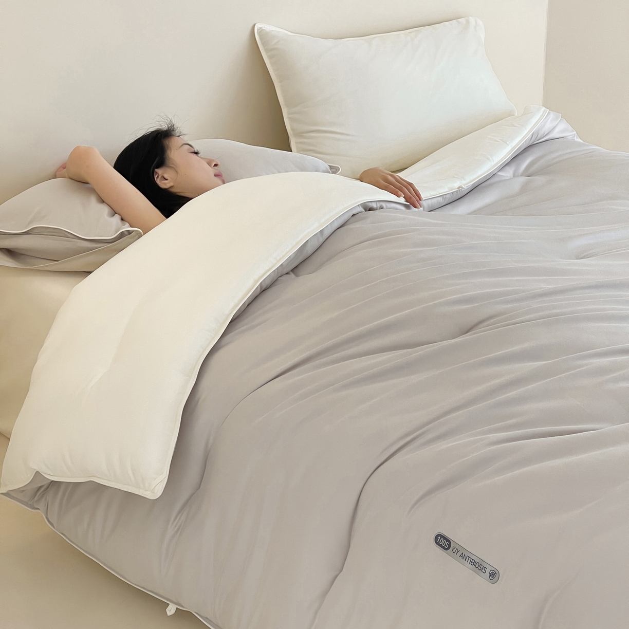 91家纺网 家纺一手货源 找家纺 一加一 2025新款有氧棉艾阳绒中科抗菌被子被芯 暮色-灰