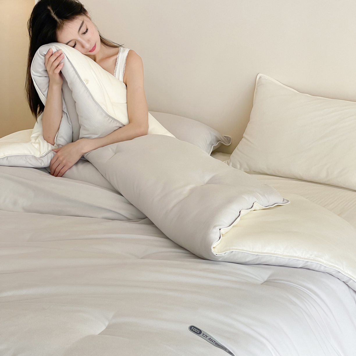 91家纺网 家纺一手货源 找家纺 一加一 2025新款有氧棉艾阳绒中科抗菌被子被芯 暮色-灰