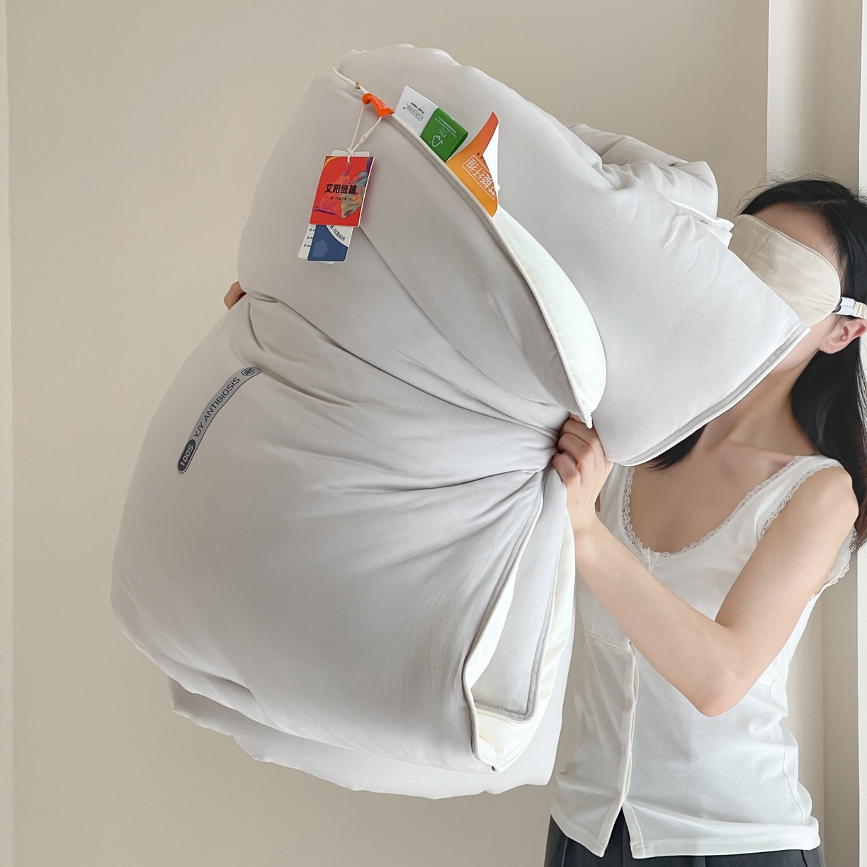 91家纺网 家纺一手货源 找家纺 一加一 2025新款有氧棉艾阳绒中科抗菌被子被芯 暮色-灰