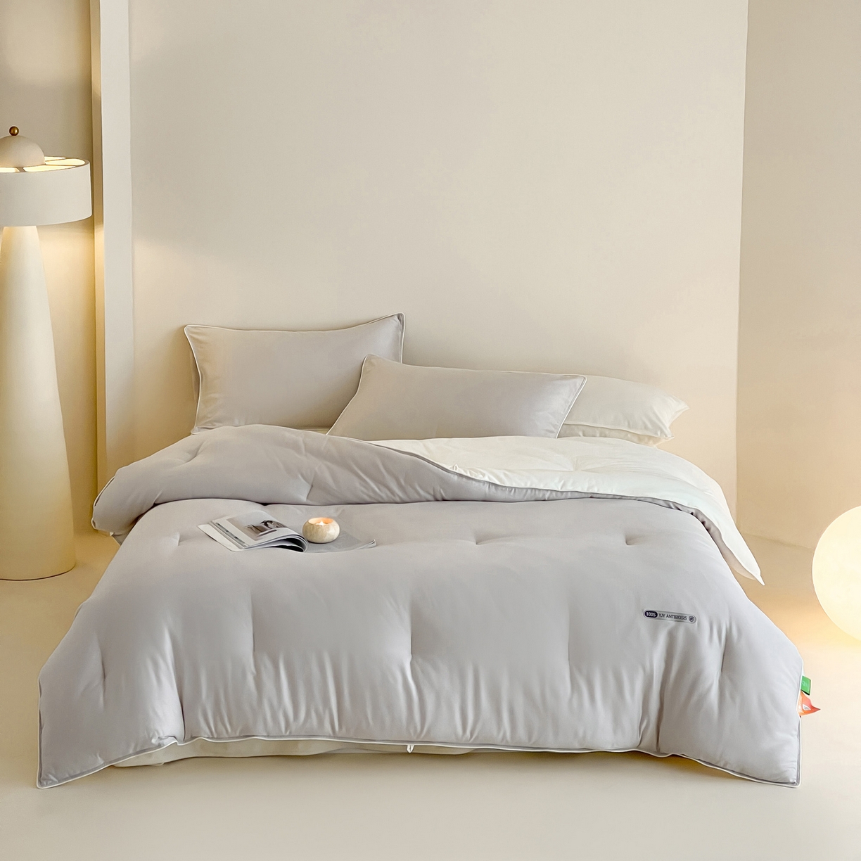 91家纺网 家纺一手货源 找家纺 一加一 2025新款有氧棉艾阳绒中科抗菌被子被芯 暮色-灰