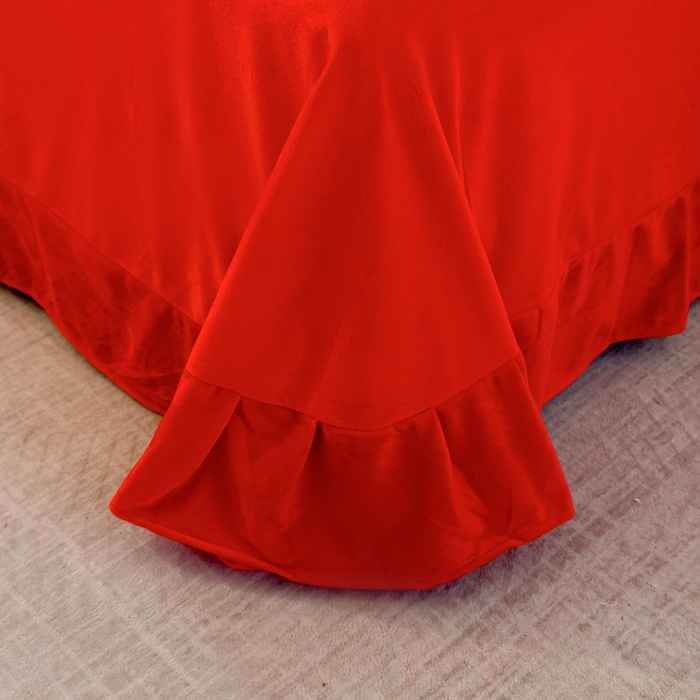 91家纺网 家纺一手货源 找家纺 U品汇 2025新款7斤高克重牛奶绒刺绣花四件套床裙款法莱绒金貂珊瑚绒水晶绒不掉毛 银杏叶-大红