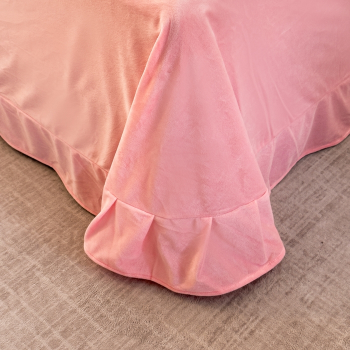 91家纺网 家纺一手货源 找家纺 U品汇 2025新款7斤高克重牛奶绒刺绣花四件套床裙款法莱绒金貂珊瑚绒水晶绒不掉毛 银杏叶-公主粉