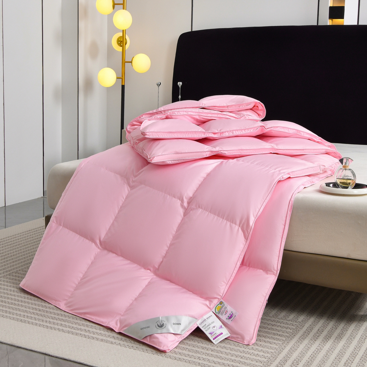 91家纺网 家纺一手货源 找家纺 棠婷  2025新款100支柔赛丝立体羽绒被 粉色