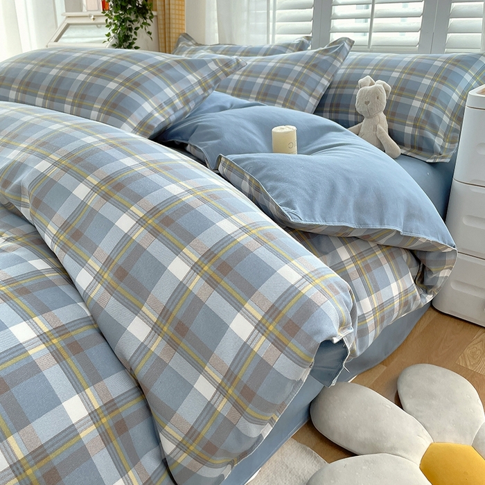 绒裕家纺 2025学生季直播爆款云感皱皱纱四件套 ⁮晴空蓝