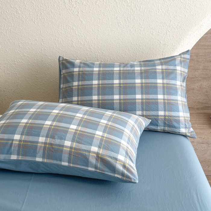 91家纺网 家纺一手货源 找家纺 绒裕家纺 2025学生季直播爆款云感皱皱纱四件套晴空蓝