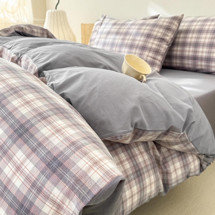 91家纺网 家纺一手货源 找家纺 绒裕家纺 2025学生季直播爆款云感皱皱纱四件套 莫妮卡