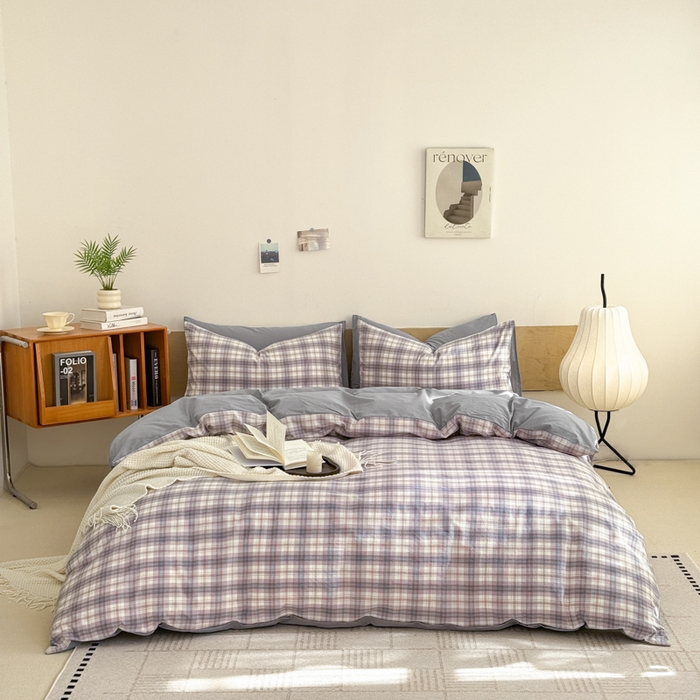 91家纺网 家纺一手货源 找家纺 绒裕家纺 2025学生季直播爆款云感皱皱纱四件套 莫妮卡