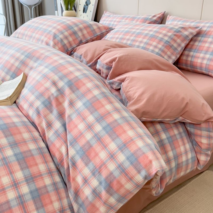 绒裕家纺 2025学生季直播爆款云感皱皱纱四件套 云舒粉