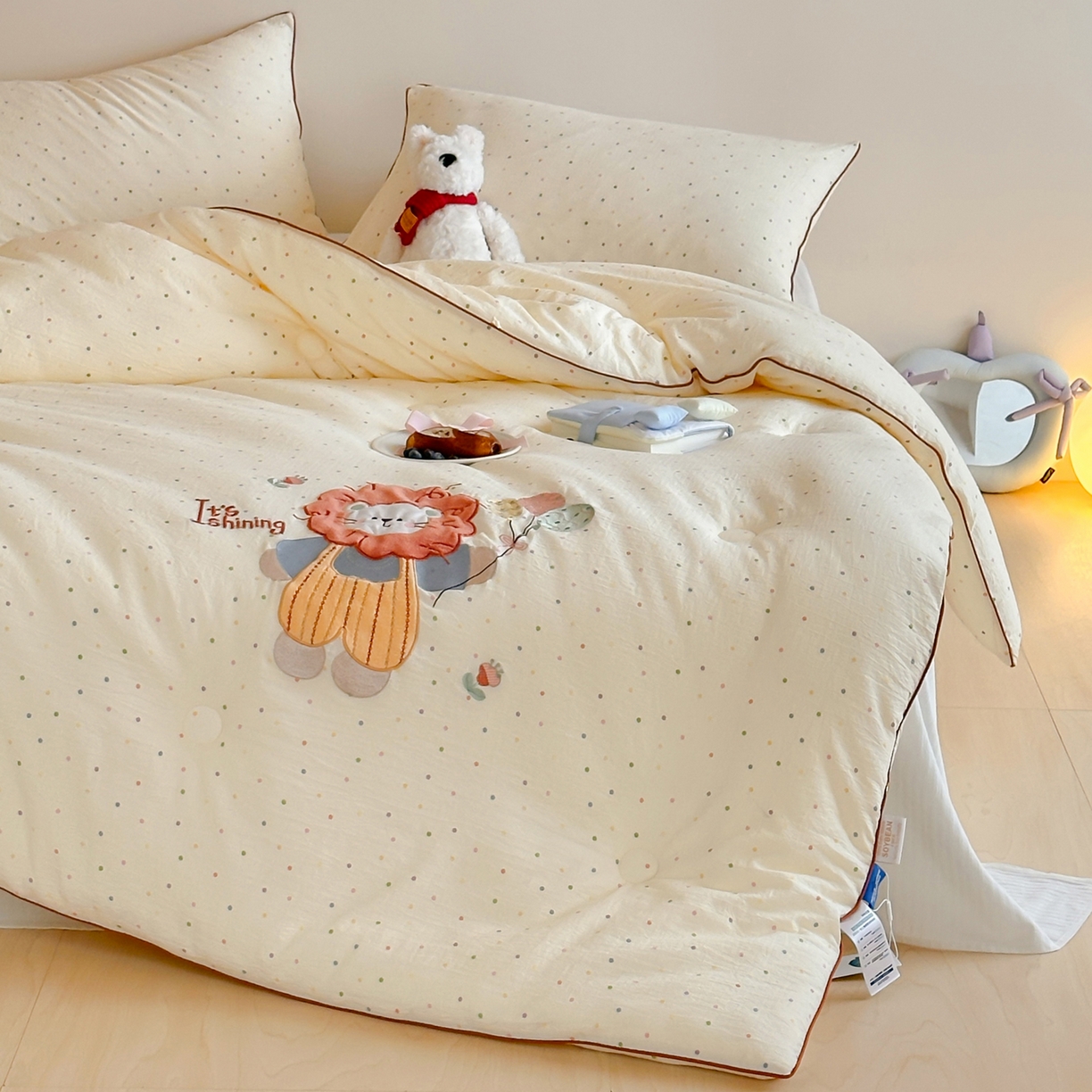 91家纺网 家纺一手货源 找家纺 （总）一加一 2025新款A类双层纱卡通贴布绣大豆被芯