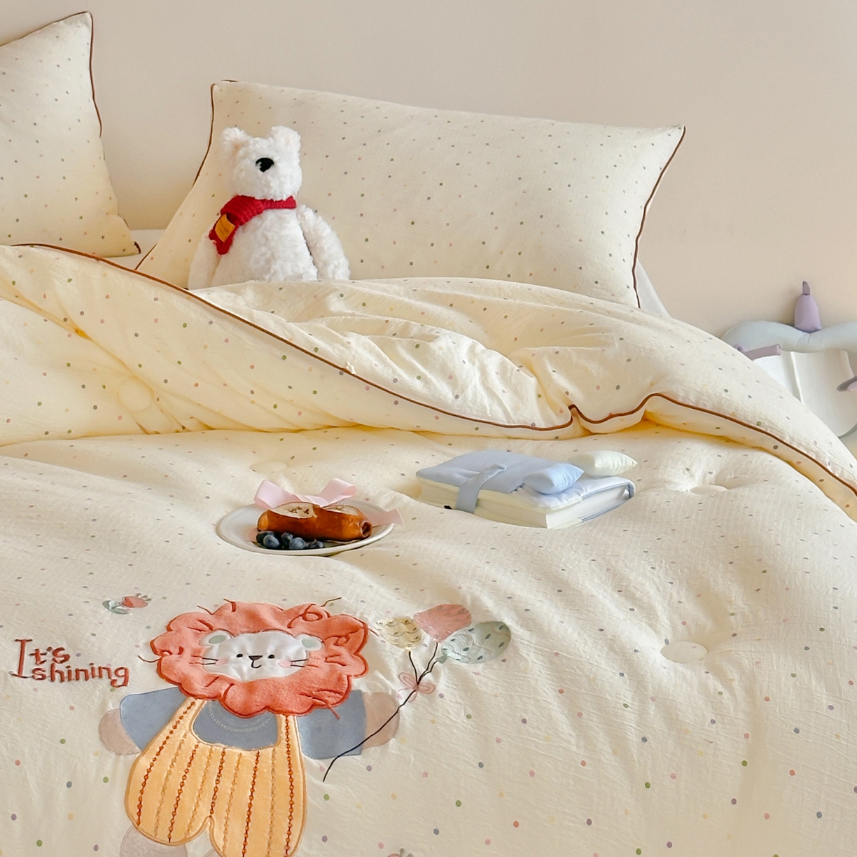 91家纺网 家纺一手货源 找家纺 （总）一加一 2025新款A类双层纱卡通贴布绣大豆被芯