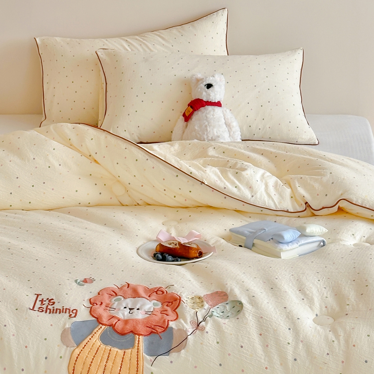 91家纺网 家纺一手货源 找家纺 （总）一加一 2025新款A类双层纱卡通贴布绣大豆被芯