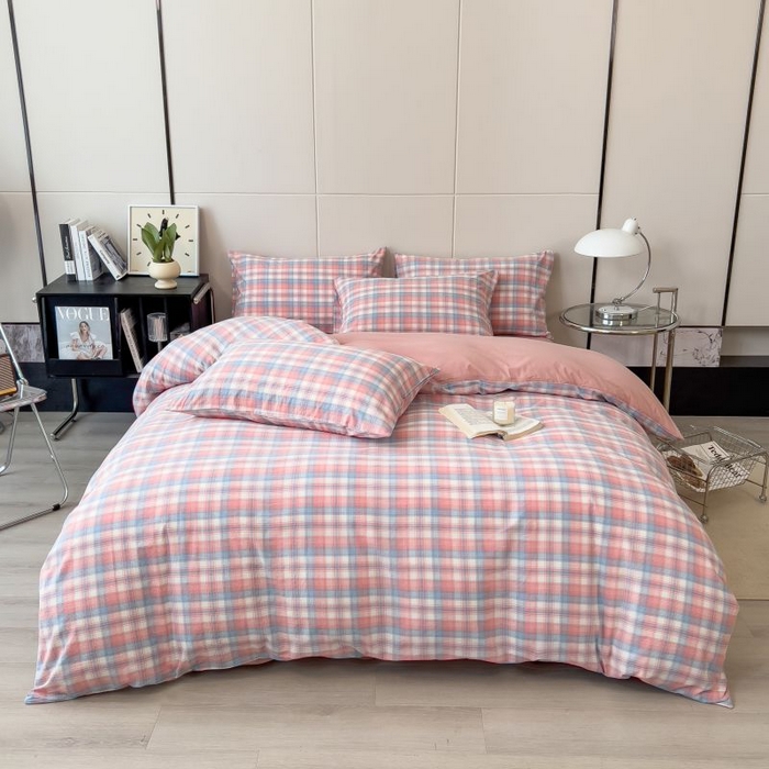 91家纺网 家纺一手货源 找家纺 绒裕家纺 2025学生季直播爆款云感皱皱纱四件套 云舒粉