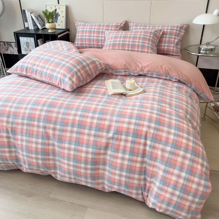 91家纺网 家纺一手货源 找家纺 绒裕家纺 2025学生季直播爆款云感皱皱纱四件套 云舒粉