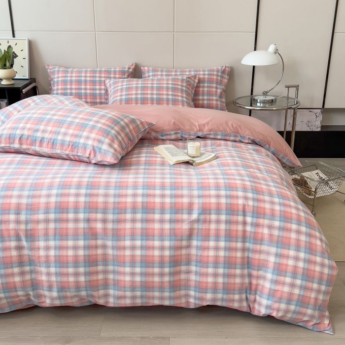 91家纺网 家纺一手货源 找家纺 绒裕家纺 2025学生季直播爆款云感皱皱纱四件套 云舒粉