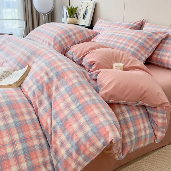 91家纺网 家纺一手货源 找家纺 绒裕家纺 2025学生季直播爆款云感皱皱纱四件套 云舒粉