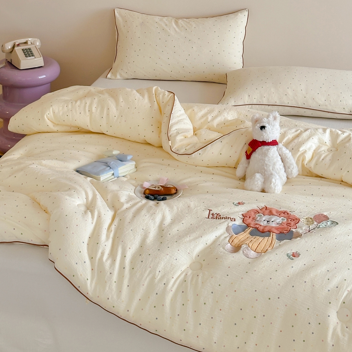 91家纺网 家纺一手货源 找家纺 （总）一加一 2025新款A类双层纱卡通贴布绣大豆被芯