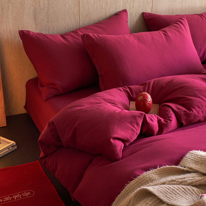 （总）千朵森 2025新款全棉磨毛A类色织提花磨毛四件套-简色