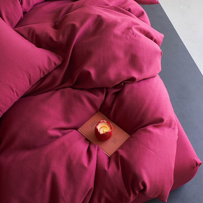 91家纺网 家纺一手货源 找家纺 （总）千朵森 2025新款全棉磨毛A类色织提花磨毛四件套-简色