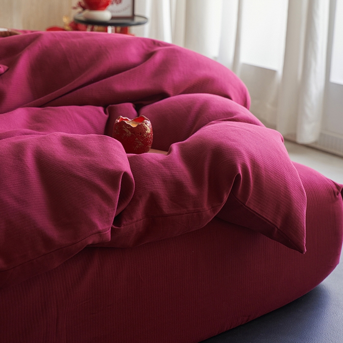 91家纺网 家纺一手货源 找家纺 （总）千朵森 2025新款全棉磨毛A类色织提花磨毛四件套-简色