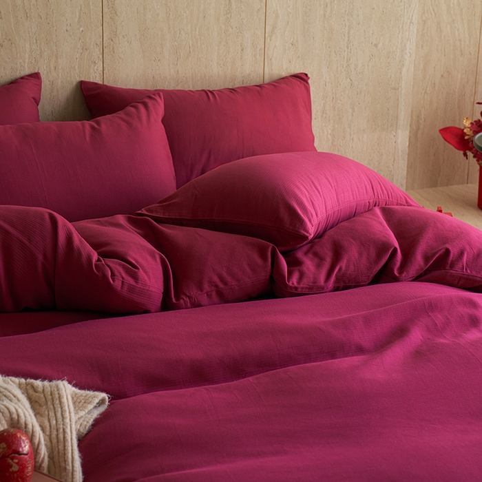 91家纺网 家纺一手货源 找家纺 （总）千朵森 2025新款全棉磨毛A类色织提花磨毛四件套-简色