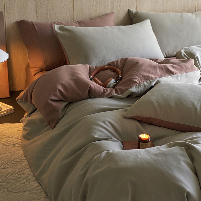 91家纺网 家纺一手货源 找家纺 （总）千朵森 2025新款全棉磨毛A类色织提花磨毛四件套-简色