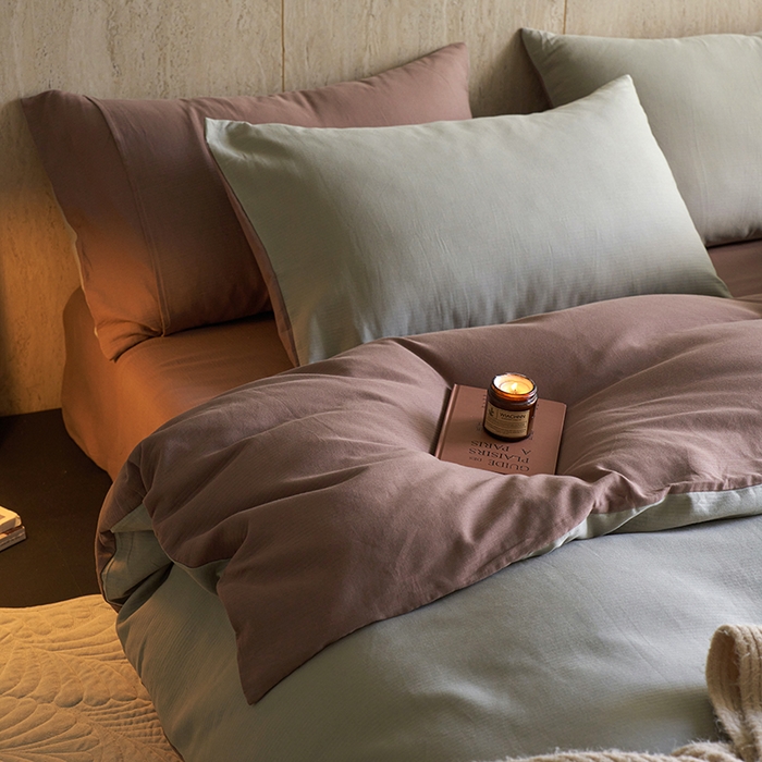 91家纺网 家纺一手货源 找家纺 千朵森 2025新款全棉磨毛A类色织提花磨毛四件套-简色 青灰絮语