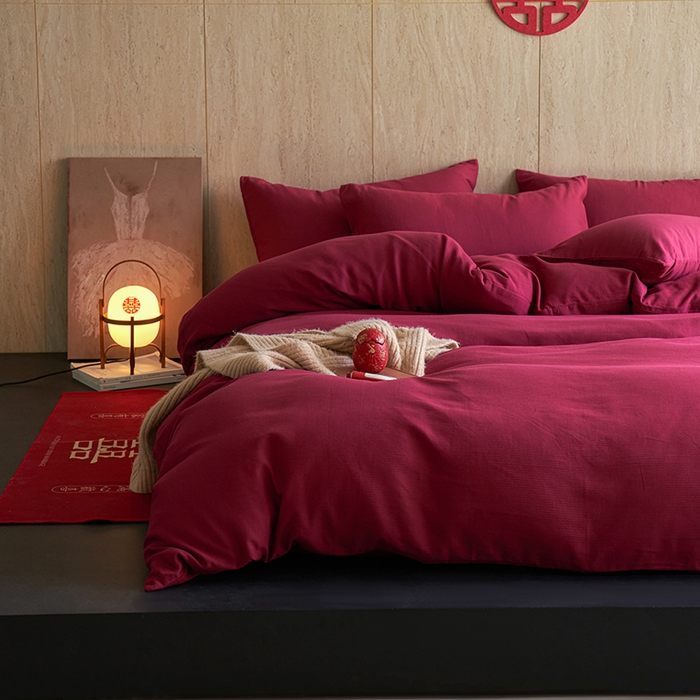 91家纺网 家纺一手货源 找家纺 （总）千朵森 2025新款全棉磨毛A类色织提花磨毛四件套-简色