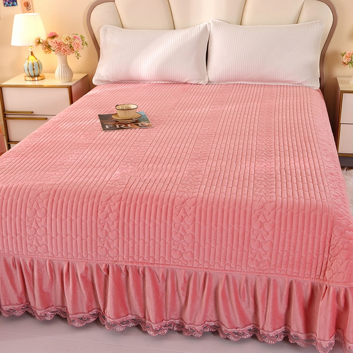 尚品凤凰 2025新款婴儿绒绗缝床裙款 樱桃系列 粉色