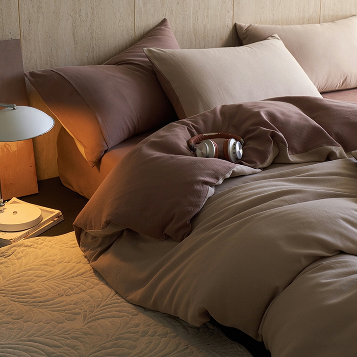 千朵森 2025新款全棉磨毛A类色织提花磨毛四件套-简色 拿铁日光