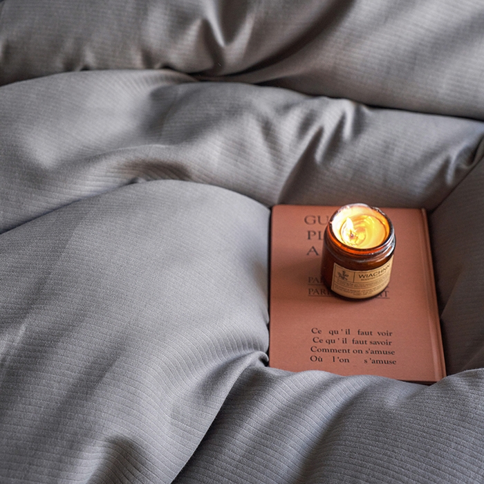 91家纺网 家纺一手货源 找家纺 千朵森 2025新款全棉磨毛A类色织提花磨毛四件套-简色 银河灰