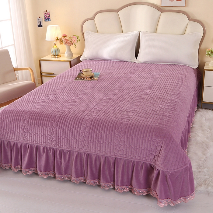 尚品凤凰 2025新款婴儿绒绗缝床裙款 樱桃系列 紫色