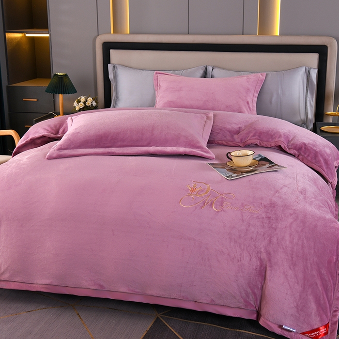 尚品凤凰 2025新款牛奶绒绣花单被套单品被套单件被套 紫色
