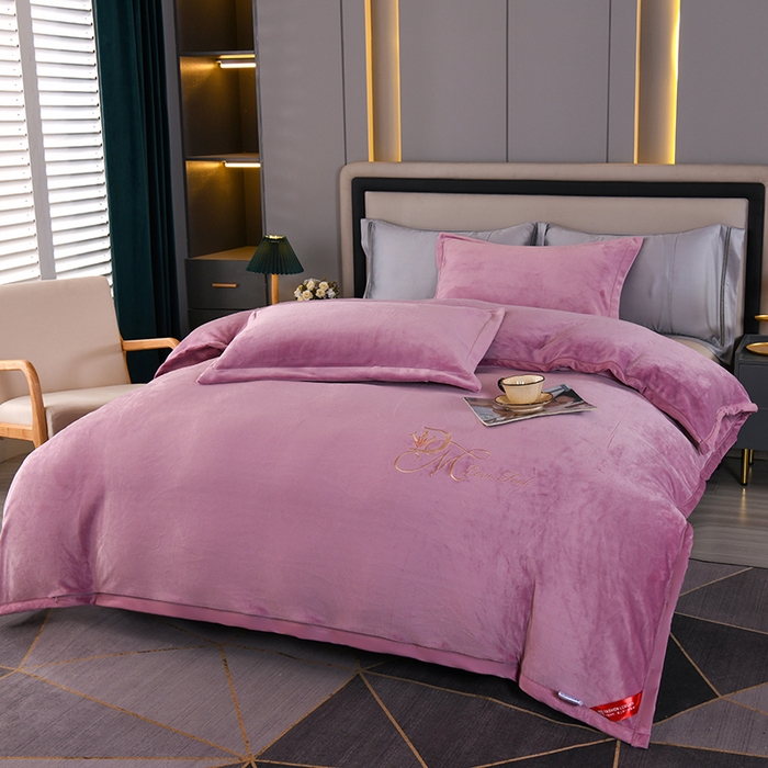 91家纺网 家纺一手货源 找家纺 尚品凤凰 2025新款牛奶绒绣花单被套单品被套单件被套 紫色