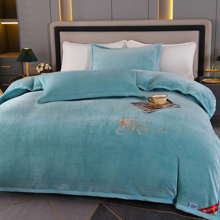 尚品凤凰 2025新款牛奶绒绣花单被套单品被套单件被套 水绿