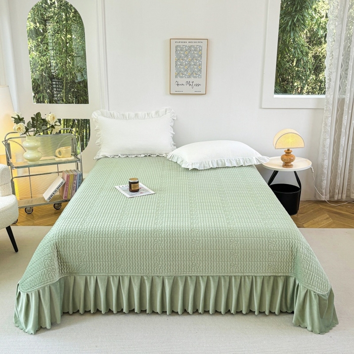 91家纺网 家纺一手货源 找家纺 （总）尚品凤凰 2025新款加厚宝宝绒绗缝夹棉单床裙单品床裙单件床裙-蝴蝶结