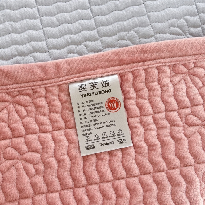 91家纺网 家纺一手货源 找家纺 尚品凤凰 2025新款加厚宝宝绒绗缝夹棉单床裙单品床裙单件床裙-蝴蝶结 藕粉