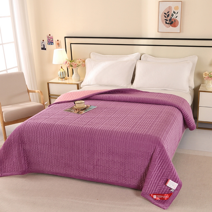 尚品凤凰 2025新款加厚宝宝绒直角绗缝夹棉单床盖单品床盖单件床盖 紫色