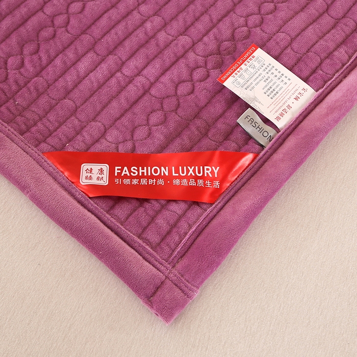 91家纺网 家纺一手货源 找家纺 尚品凤凰 2025新款加厚宝宝绒直角绗缝夹棉单床盖单品床盖单件床盖 紫色
