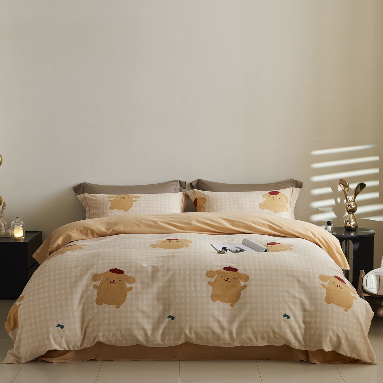 91家纺网 家纺一手货源 找家纺 嘉汀兰家居 2025新款全棉纯棉数码印花生态磨毛四件套 蛋仔