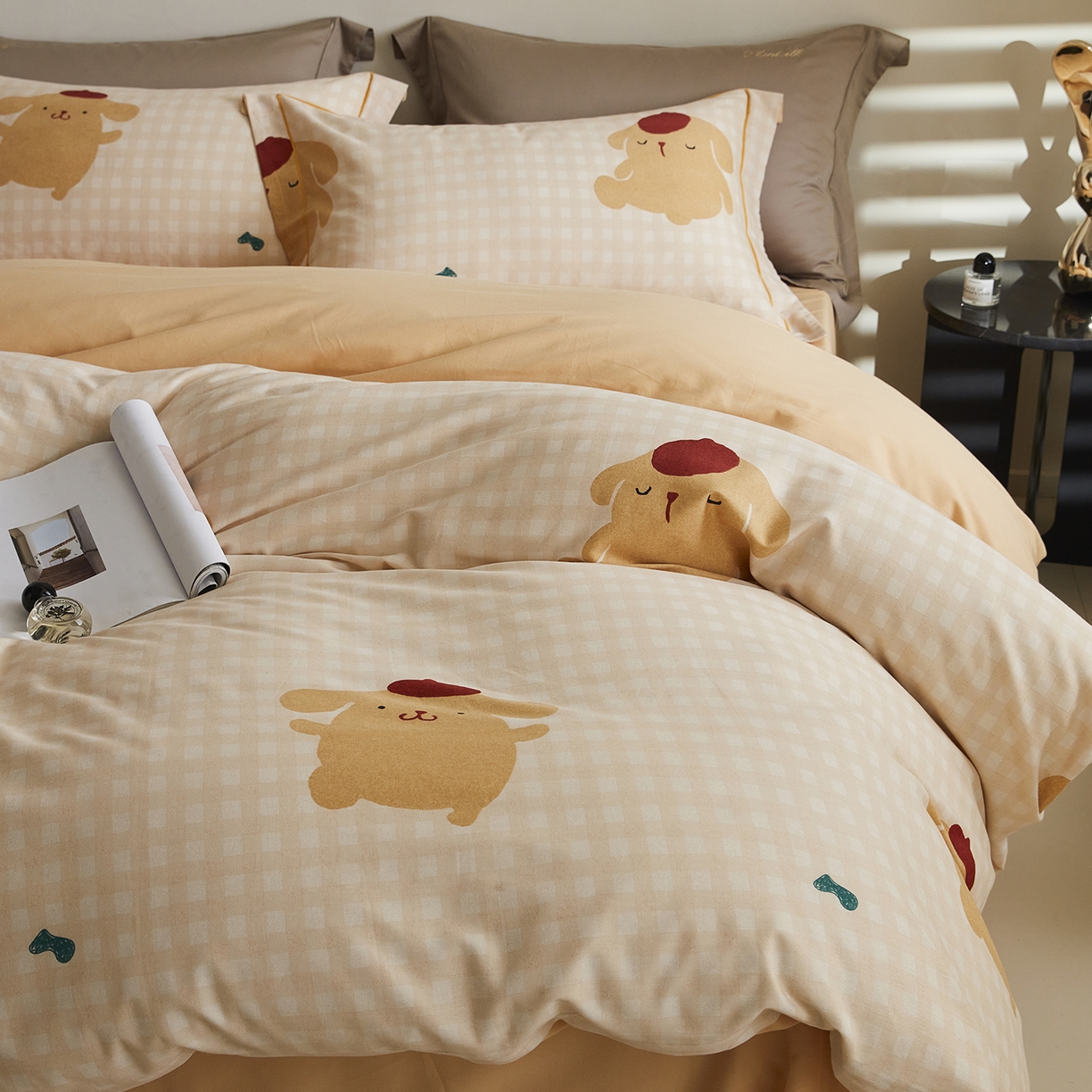 91家纺网 家纺一手货源 找家纺 嘉汀兰家居 2025新款全棉纯棉数码印花生态磨毛四件套 蛋仔