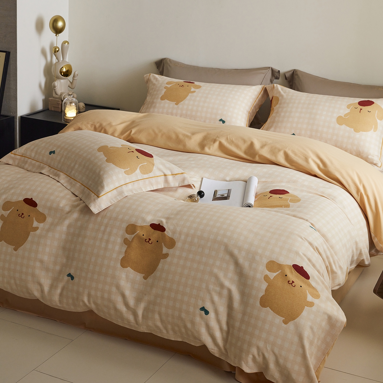 91家纺网 家纺一手货源 找家纺 嘉汀兰家居 2025新款全棉纯棉数码印花生态磨毛四件套 蛋仔