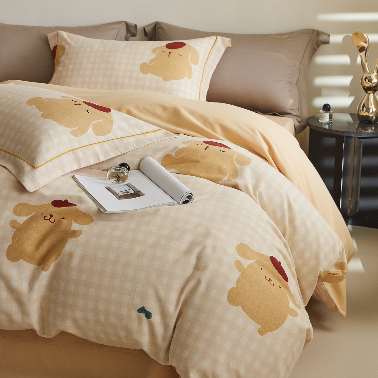 91家纺网 家纺一手货源 找家纺 嘉汀兰家居 2025新款全棉纯棉数码印花生态磨毛四件套 蛋仔