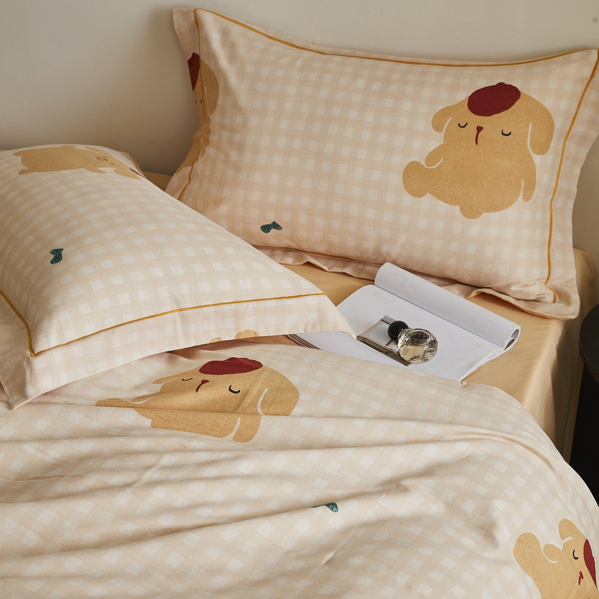 91家纺网 家纺一手货源 找家纺 嘉汀兰家居 2025新款全棉纯棉数码印花生态磨毛四件套 蛋仔